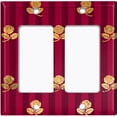 thumbnail image 6 of Metal Light Switch Plate Cover Elegant Yellow Tufted Rose Burgundy Damask DAM081, 6 of 13
