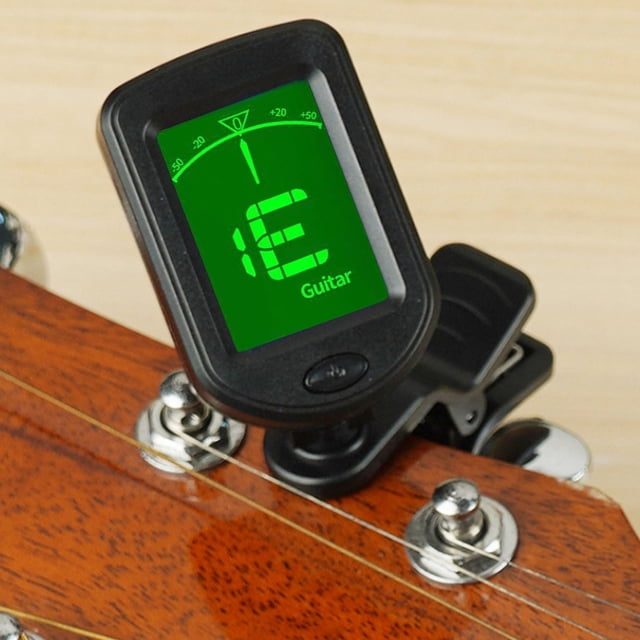 1PC Rechargeable Clip-On Guitar Tuner, Multi-Instrument Tuner for Guitar, Bass, Ukulele, Violin & Banjo with LCD Display