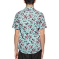 thumbnail image 4 of Unique Bargains Men's Summer Button Floral Cotton Short Sleeve Hawaiian Shirt 36 Mint, 4 of 8