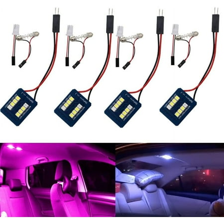 

FENG4-Pack Dome light 2835 8smd LED Panel Light canbus Car Reading Map Lamp Auto Interior Bulb DC 12V With T10 Festoon Adapter(A) (Pink)-240810