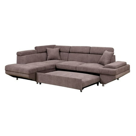 Furniture of America Sleet Flannelette Convertible Sectional in Brown