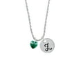 thumbnail image 2 of Delight Jewelry Green Crystal Heart Silvertone Script Initial Disc - Z - Charm Necklace, 20"+3", 2 of 4