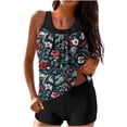 thumbnail image 2 of CALAFEBILA Two Piece Juniors Swimswear Modest Tankini Pleated Summer Floral Print Bathing Suits, 2 of 6