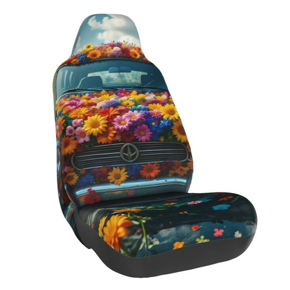 Naloa Flower Covered Vintage Car Car Seat Covers Universal Front Seat Coves for Car Accessories ,Padded Car Covers for Automotive, SUV, Truck, and Van