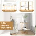 thumbnail image 4 of Demi Bonn 3-Piece Coffee Table Set, Rectangular Modern Coffee Table with Gold Print Metal Frame & 2-Tier Glass End Table Set of 2 with Faux Marble Storage Shelf, for Living Room, White, 4 of 11