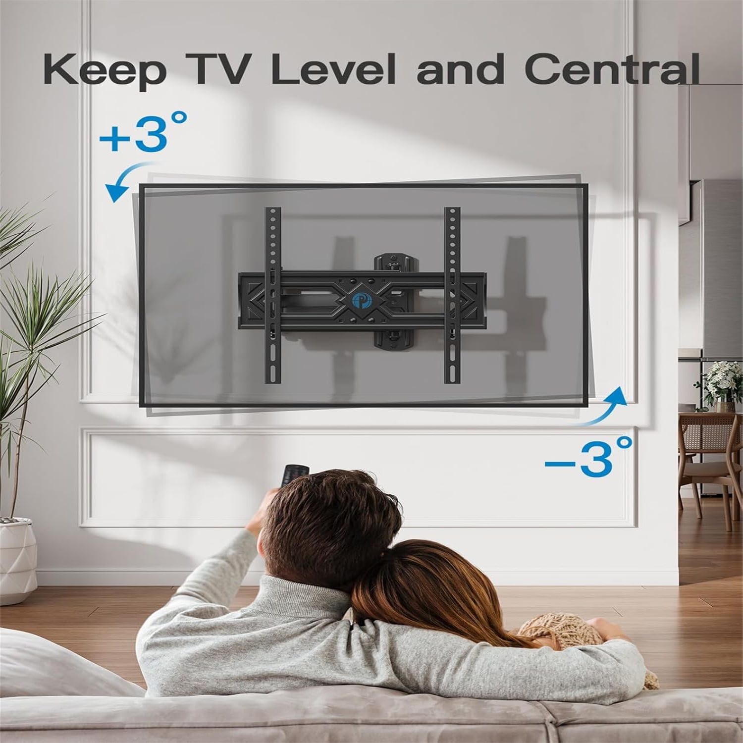 Full Motion TV Wall Mount for 26-60 Inch Flat Curved TVs, Heavy Duty Single Articulating Arms TV Bracket