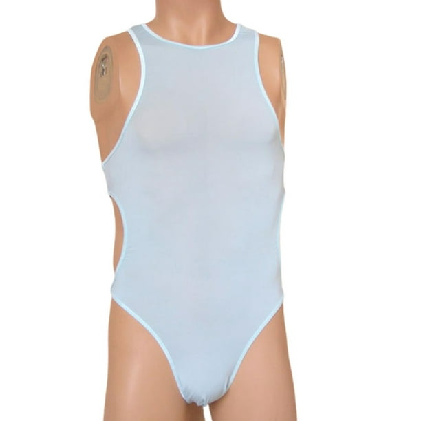 Mens Underwear Ice Silk Bodysuit Leotard One Piece Jumpsuit Vest Underpants Walmart Com
