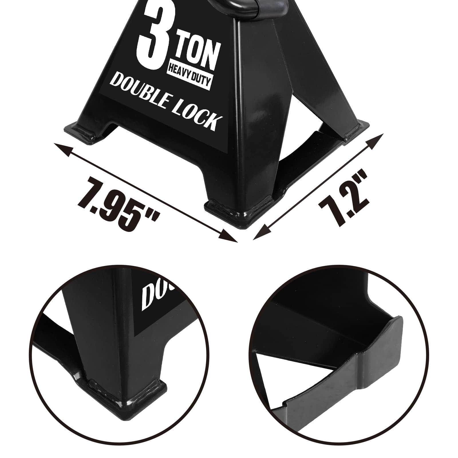 BLACK JACK Steel Heavy Duty Jack Stands: Double Locking Pins, 3 Ton (6,000 lb) Capacity, Black, 1 Pair