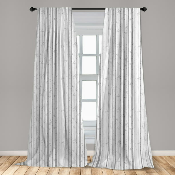 Grey And White Curtains 2 Panels Set, Birch Tree Curtains