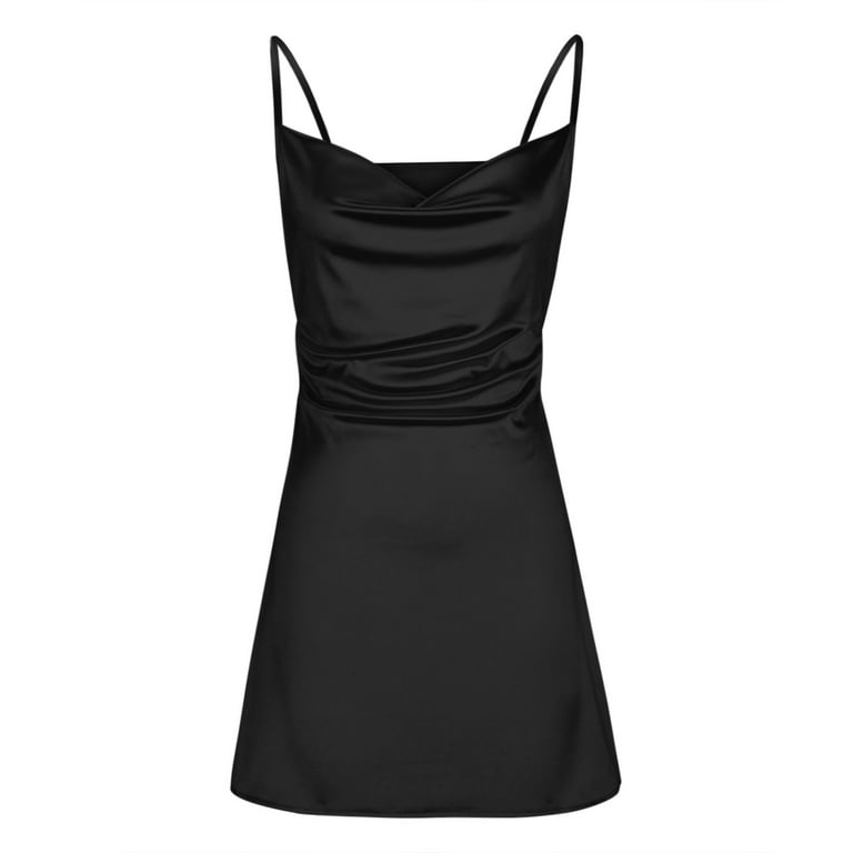 black cami dress mini Satin Slip Cami Dress