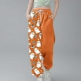 thumbnail image 2 of Girl's Halloween Print Wide Leg Sweatpants Baggy Straight Loose Sweat Pants High Waist Causal Kids Athletic Pants with Pockets Orange 13-14 Years, 2 of 5
