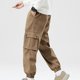 thumbnail image 4 of Pantalones largos para hombre, estilo casual, con cintura elástica y bolsillos, a la moda para exteriores, 4 of 8