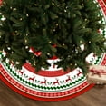 thumbnail image 5 of Jpxdew 90cm Christmas Tree Skirt with Festive Print, Felt-like Polyester Xmas Tree Mat with Snowflake Reindeer Plaid Design, Holiday Decor for Gift Display, 5 of 6