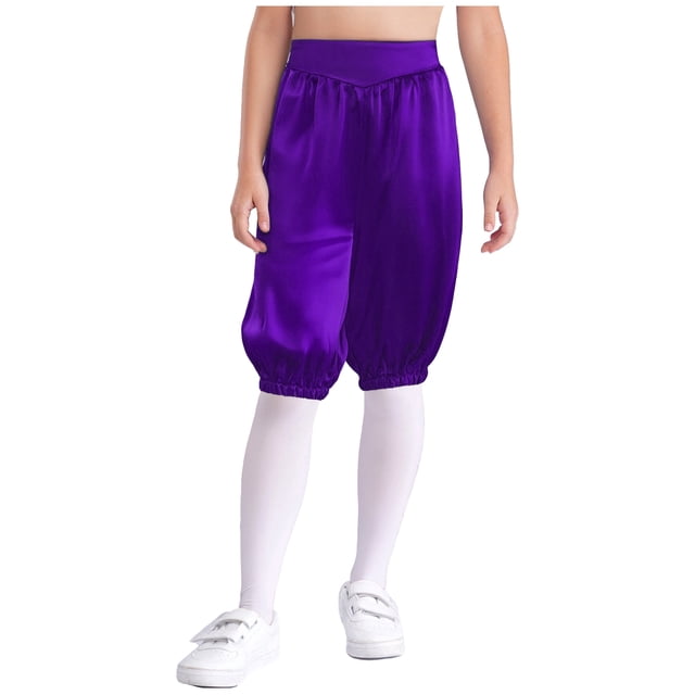 Yhong Childrens Medieval Capri Pants Solid Color Trousers Stage Performance Outfits Purple 10