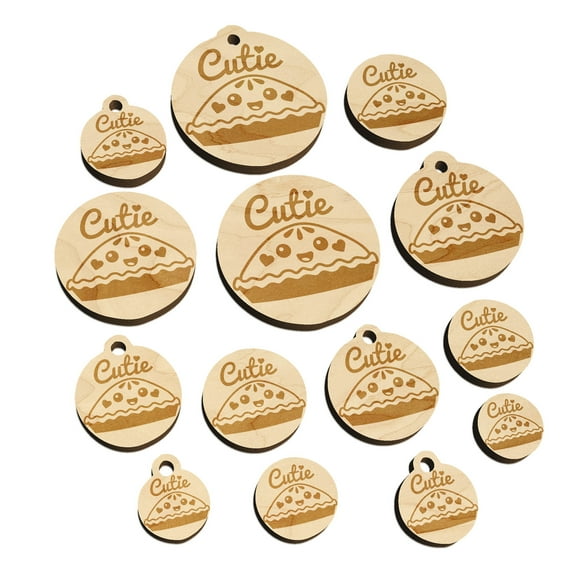 Cutie Pie Wood Mini Charms Shapes DIY Craft Jewelry - With Hole - Various Sizes (16pcs)