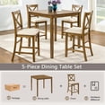 thumbnail image 3 of SESSLIFE Dining Table Set for 4, Counter Height Kitchen Table Set with Square Table and 4 Upholstered Chairs, Solid Wood Dining Room Set for 4, Space-Saving, Oak, 3 of 10