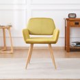 thumbnail image 2 of Velet Upholstered Side Dining Chair with Metal Leg(Yellow velet+Beech Wooden Printing Leg),KD backrest, 2 of 9