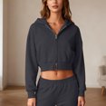thumbnail image 5 of BLVB Womens Zip up Hoodies Jackets Cropped Sweatshirts Fall Outfits Casual Comfy Workout Tops Winter Clothes, 5 of 7