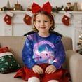 thumbnail image 2 of Yuyamidu Galaxy Axolotl Sweatshirt for Toddler Girls 1T 2T Cute Graphic Crewneck Sweatshirts Soft Lightweight Long Sleeve Ruffle Shoulder Pullover Tops for School Outdoor Play, 2 of 8