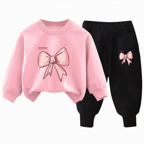 UAYOTSE Girls Outfit Sets 2 Pieces Long Sleeve Pullover Printed Girls Clothing Sets Orange Size 6 T,Sizes 5-6 Years