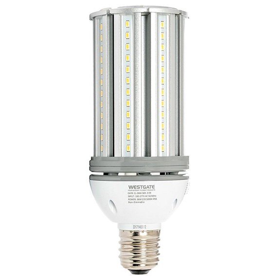 westgate lighting led corn lamps - super bright corn bulb lamp for indoor/outdoor home office warehouse ceiling light - ul listed (36w, 3000k)