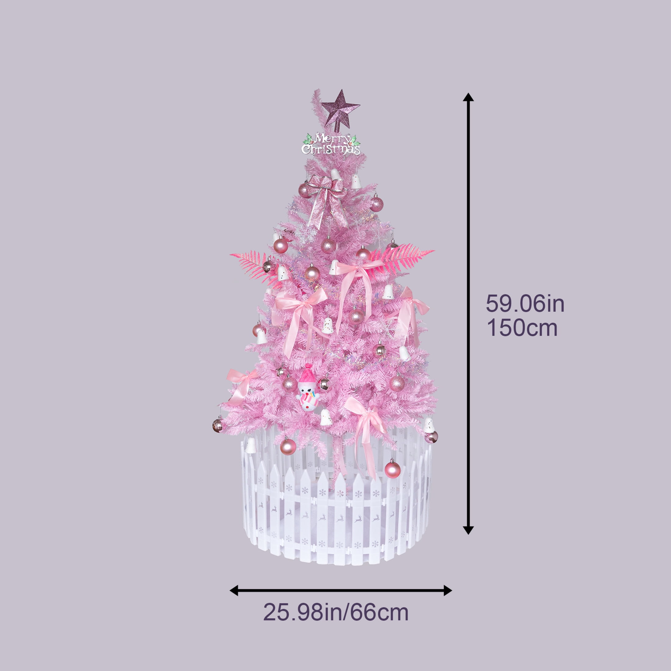 Noble House 5FT Artificial Christmas Pencil Tree with Energy-Saving LED Lights, Slim Holiday Tree, Pink