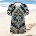 thumbnail image 5 of Mceream Plus Size T Shirts for Women Short Sleeve V Neck Raglan Tunic Tops Casual Floral Print Summer Tshirts Oversized Loose Fit Tees Spring Fashion Clothes Vacation Outfits Blouses Navy M, 5 of 6