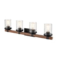 thumbnail image 2 of Millennium Lighting  Taos 4 Bathroom Vanity Light in Matte Black/Wood Grain with Seeded Glass shades, 2 of 5