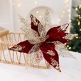 thumbnail image 2 of 4PC Artificial Flowers Christmas Tree Wreath Decor, Glitter Flower Ornaments for New Year Party Wedding, DIY Xmas Holiday Decoration Flowers,11.4 Inch, 2 of 4
