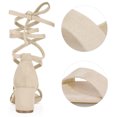 thumbnail image 3 of Sandalias Punta Abierta De Tacón De Mediana Grueso Con Cordón Para Mujer Beige 42, 3 of 7