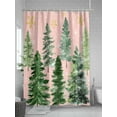 thumbnail image 5 of Christmas Tree Shower Curtain Set ，Waterproof Fabric Shower Curtains Winter Xmas Pine Tree Forest Snowflakes Pink Shower Curtains for Bathroom,Bathroom Decor 54x"78", 5 of 6