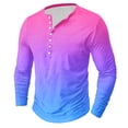 thumbnail image 2 of Dagegui Men's Long Sleeve Shirts Tie Dye Fall Crewneck Buttons T-Shirts Gradient Color Round-Neck Henley Shirt Big and Tall Casual Outdoor Tees Tops Pink S, 2 of 4