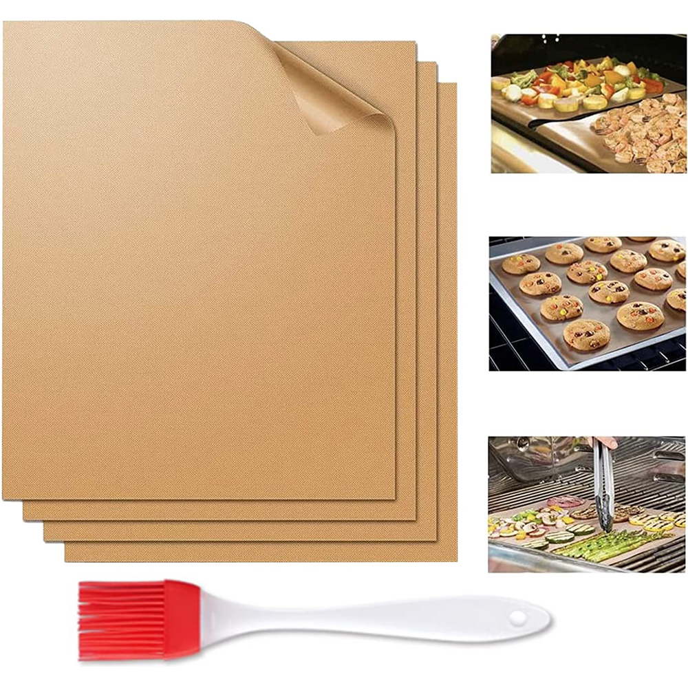 Grill Mat,100% Non-Stick BBQ Grill Mats&Baking Mats, Heavy Duty, Reusable and Easy to Clean, Works on Gas Charcoal and Electric BBQ,4Pack - image 1 of 6