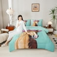 thumbnail image 4 of Manfei Animal Horse 3-Piece Full Size Comforter Sets,Western Theme Bedding Comforter Set,Cowgirl Hat Lightweight Bedding Sets,Ultra Soft Exotic Home Decor,Reversible, 4 of 8