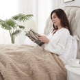 thumbnail image 3 of Westinghouse Electric Blankets Heated Throw Soft Cozy Sherpa Heating Blanket, 10 Heat Settings & 1-12 Hours Time Setting Camel Printing 62x84in,Camel, 3 of 7