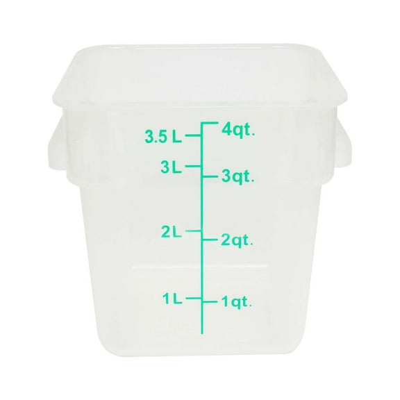 Excellante 4 quart plastic square food storage containers, translucent, NSF certified, comes in each