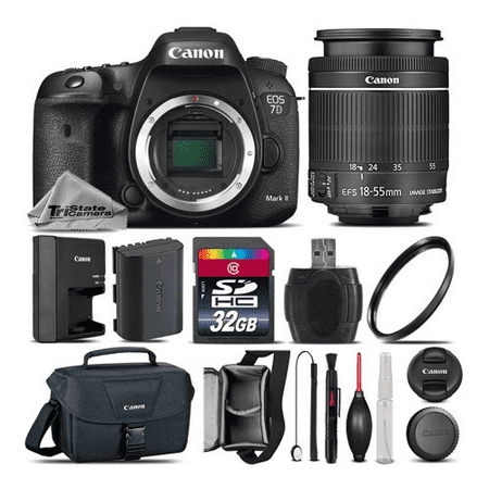 Canon EOS 7D Mark II DSLR Camera + Canon 18-55mm IS STM Lens + 32GB Class 10 Memory Card + Canon EOS Shoulder Bag 100ES + UV Filter + Card Reader + Lens Cap Holder - International