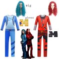thumbnail image 2 of Disfraz de Halloween para niñas The Rise of Red, mono + peluca, disfraz de Cosplay de D-Descendants 4 Red y Chloe, traje de fiesta para niños, 2 of 5