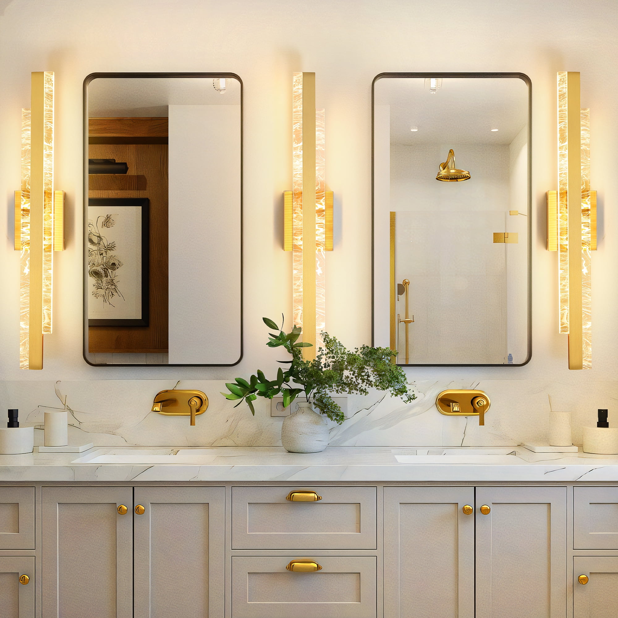 Modern Bathroom Vanity Light Brushed Gold 27 inch Dimmable LED Bath Bar Light Fixtures Over Mirror Wall Sconce Picture Lights for Paintings Cabinets Bedroom