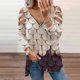 thumbnail image 2 of Blusa de manga larga de verano para mujer con cuello y cremallera de leopardo ahuecado Fridja hj514, 2 of 6