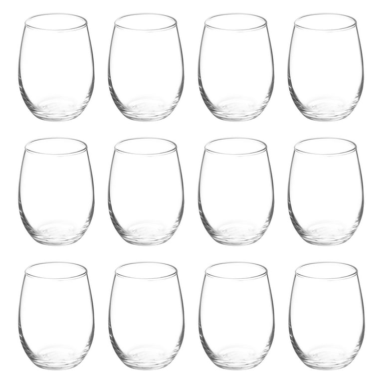 Stemless Wine Glasses in Bulk by ARC Perfection, 15 oz -10 pack, Red or  White Wine Glass Drinking Set, Blue