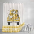 thumbnail image 3 of Honey Truck Shower Curtain, Sweet Honey Bee Gnomes Floral Yellow Plaid Beige Waterproof Shower Curtain Set with 12 Hooks Lightweight Bath Curtains Fabric Bathroom Decor 36x72 Inches, 3 of 9