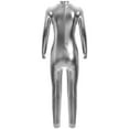 thumbnail image 2 of Sholeno Kids Boys Girls Long Sleeves Metallic Full Bodysuit Jumpsuit Unitard Ballet Gymnastics Dancewear Silver L/140, 2 of 7