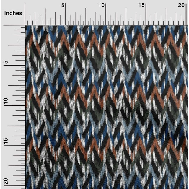 oneOone Tissu Polyester Lycra Chevron Imprimé Ikat au Mètre 56 Pouces de Large