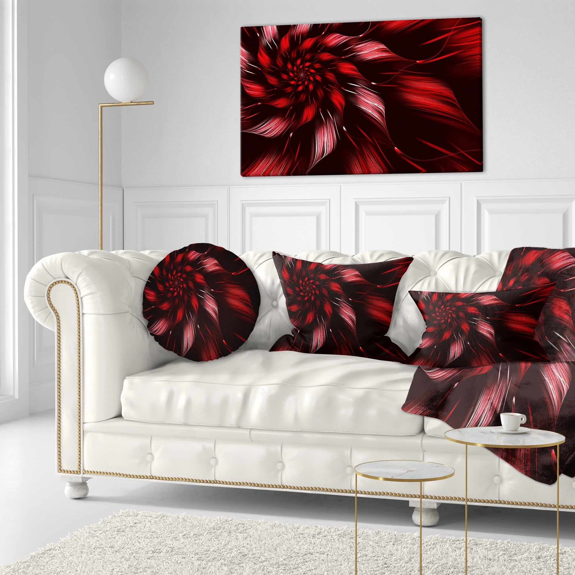 Designart Multicolor Symmetrical Fractal Flower - Floral Throw Pillow - 12x20
