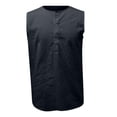 thumbnail image 4 of Dovford Mens Sleeveless Henley Shirts Casual Linen Blend Tank Tops Button Down Summer Beach Shirts for Men, 4 of 5