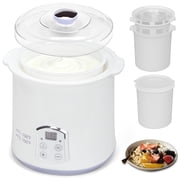 Mailand Electric Yogurt Maker Machine with Greek Yogurt Strainer, BPA-free PP Lid, 2 x Inner Bucket (2 Quarts), White