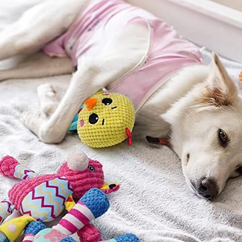 Stuffed Crinkle Squeaky Dog Toys: 5 Pack Cute Animal Plush Toys for Small Medium Size Dogs, Durable Puppy Chew Toys for Boredom and Calming Aid, for Dogs