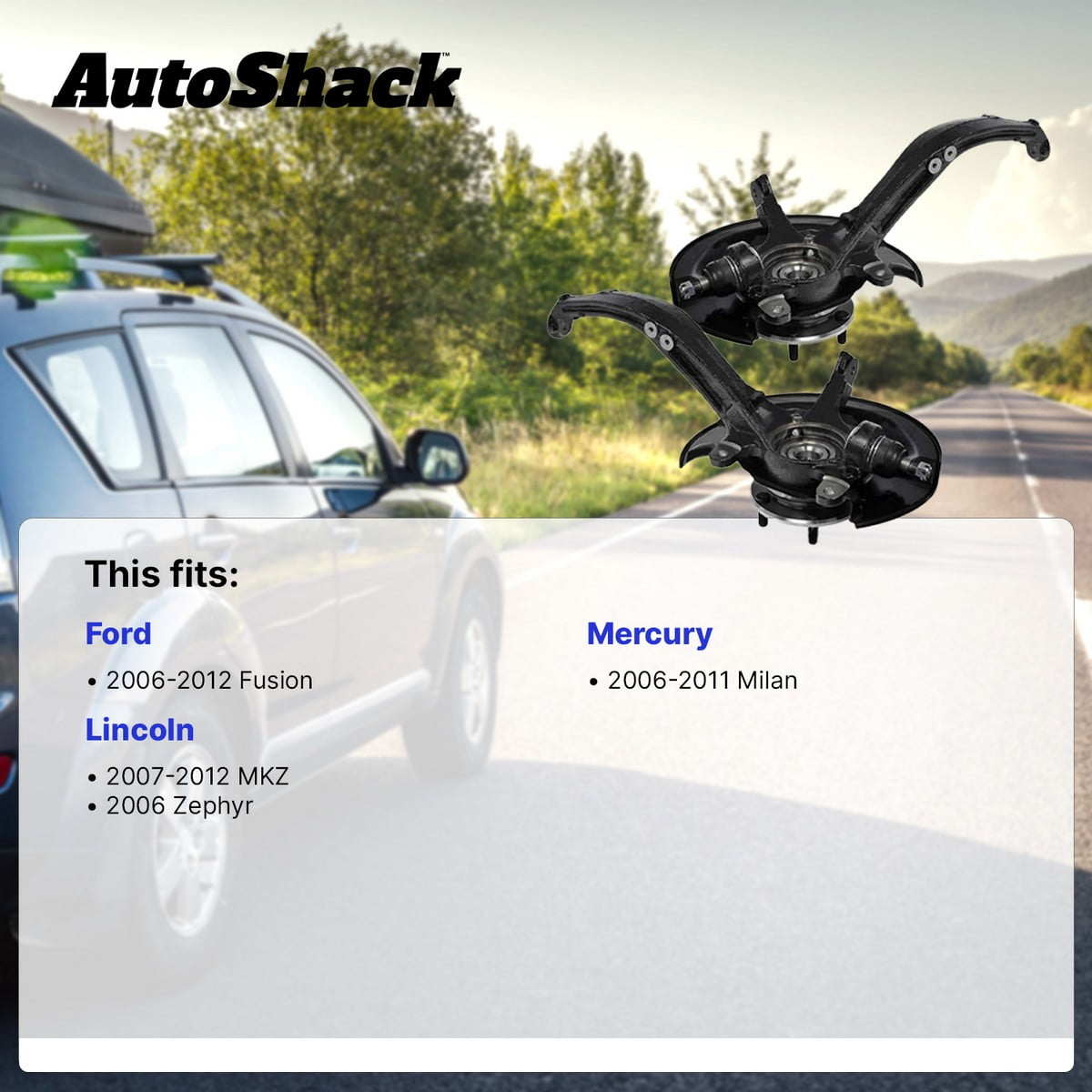 AutoShack Front Loaded Steering Knuckle and Wheel Hub Bearing Assembly - Driver Side for Ford & Lincoln, Fusion 2006-2012 MKZ 2007-2012, AWD FWD L4 2.3L 2.5L V6 3.0L 3.5L - with ABS