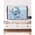 thumbnail image 3 of Blue Crab Outdoor TV Cover 70 to 75 inch Ocean Coral Starfish Vintage Wood Grain Waterproof Dustproof TV Covers for Outside with Zipper Remote Control Pocket Flat Screen Protectors, 3 of 7